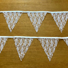 3,9m Spitzen Wimpelkette weiß Girlande Hochzeitsdeko vintage Party Deko Spitze