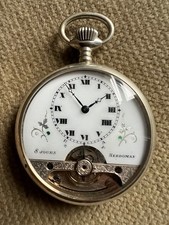 Antike Hebdomas 8 days Taschenuhr Ankerhemmung - Eisenbahn - 51 mm ca. 1910