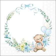 3 lose Servietten ~ Baby Teddy blau Geburt Taufe Junge
