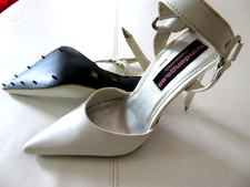 Slingback, Pumps, High Heels, weiß, Gr. 38, mit Spikes- Absatz und Sohle