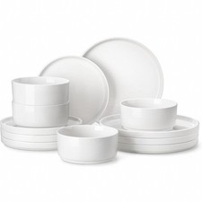 MALACASA, Serie Leah, Geschirrset 4 Personen, 12-teilig Porzellan Tafelservice
