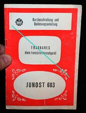 JUNOST 603 , Klein Transistor Fernsehgerät , Bedienungsanleitung