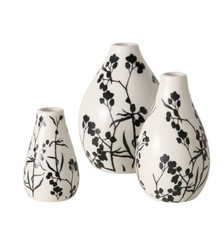 3er Set Vase schwarz weiss