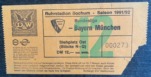 3954 ticket 92 vfl - 91/92,