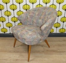 extrem formschöner 50er Jahre Cocktailsessel Flügellehne pastell gemustert retro