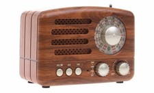 Retro Radio Drei Band Holz-Gehäuse AUX-IN Bluetooth USB/SD/TF MP3 mit Akku