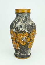 mid century VASE Carstens Modell 7161-30 Blumenrelief Dekor orange braun grau