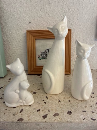 3er set keramik - set, katzenfiguren