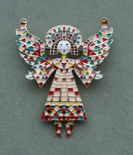 Weihnachtsengel Brosche Rot