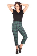 Tartan punk rock High Waisted Caprihose Capri Plaid Karo Hose grün