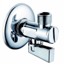 Eckventil mit Filter 1/2" x 1/2",  1/2" x 3/8", 1/2" x 3/4" mit Rosette 