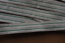 100m alte silber grün Tresse Borte gewebt Uniform Brokat Streifen Silberborte