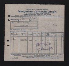 PRATAU, Rechnung 1930, Jurgens-Van den Bergh Maragrine-Verkaufs-Union GmbH