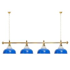 Billardlampe 4 Schirme blau mit Glas / goldfarbene Halterung