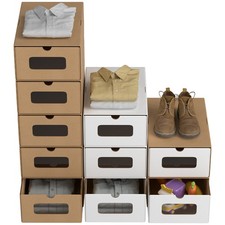 10X Schuhboxen Box Stapelbar Schuhregal Karton Ordnungsbox Aufbewahrung Pappe