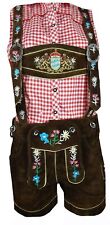 Trachten Lederhose Damen kurz braun Wildleder Leder Hose Bangla Gr. 36 - 44