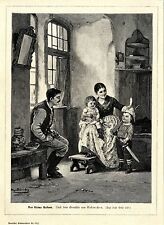 Hugo Oehmichen ( Der kleine Rekrut ) Holzstich Graphik von 1897