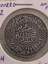 Münzen Marokko 1/2 Rial 1336 Silber  Nr. 32 vz Erh.siehe Foto 