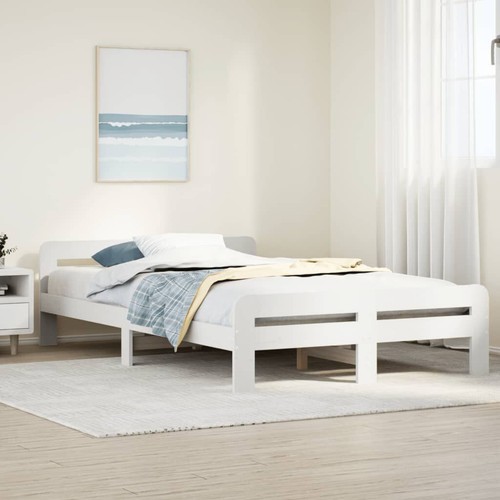 Massivholzbett weiß 135x190cm - weiß,