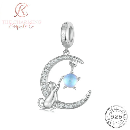 Katze mond charm silber - katze,
