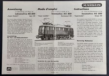 Märklin H0 Anleitung Anweisung Bedienungsanweisung für MS 800 Kopie 1951