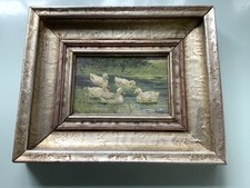 Die Ruhe auf dem See / Enten historisches Bild signiert niemeyer