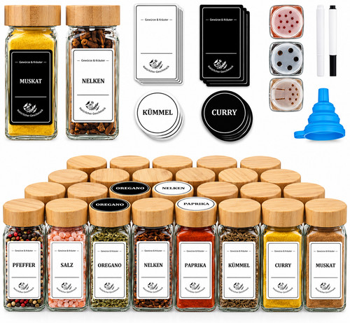 Gewürzgläser set 24er eckig - gewürzgläser,