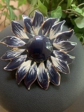 Gablonzer  Schmuck-Anhänger, Silberfarben, BlauEmailliert, Vintage, Blume.  !273