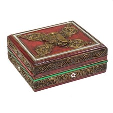 Truhe Holzbox Schatzkiste Schatztruhe Schmuckkiste Spiegelsteine Gold  23 cm 