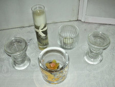 * Paket KERZENSTÄNDER für Teelichter / Stabkerzen * 5 Stück * aus GLAS * Deko *