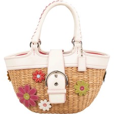 Coach Floral Applique Straw