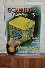 Altes Blechschild 30er J.Berlin,Schmidt Qualitätsgewürze,Werner Schmidt,Original