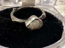 Solitaire Raw Diamond Sterling Silver 925 Ring Size 5 Twig Cast Band