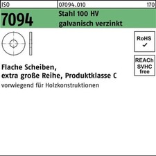 100er PACK(Stk)  007094001000120000 Unterlegscheibe ISO 7094 12 Stahl 100 HV gal