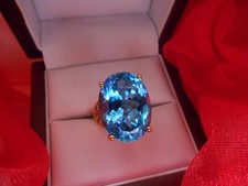22,59 ct! Imposanter SCHWEIZBLAUER TOPAS Gelbgold Ring Natürlich Cocktail Ring