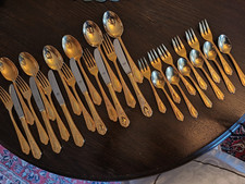  SBS Besteck Solingen 30 tlg. f. 6 Pers. 23/24 Karat Hartvergoldet NEUWERTIG