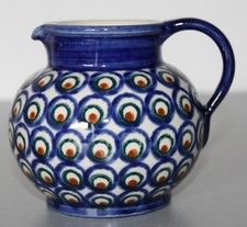 Keramikkrug Dekor Pfauenauge, Keramikvase - Henkelkrug H 11 cm