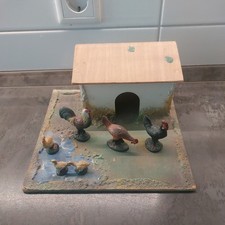 Hausser Elastolin Hahn & Hühner  Stall Masse alt