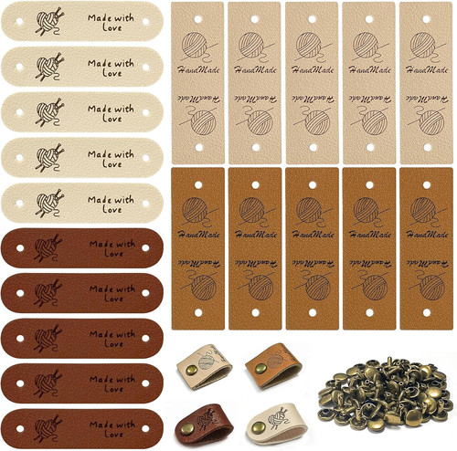 Handmade lederetiketten set - set, 20