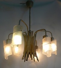 BRUTALIST DECKENLAMPE 6FLAMMIGER DESIGN KRONLEUCHTER 70ER 80ER JAHRE