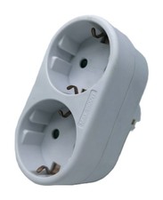 Mehrfachstecker Doppelstecker horizontaler Steckdosenadapter Multistecker weiss
