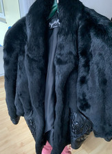 Kaninchenfell Jacke Gr. 40 Bis 42 Schwarz Schlangenleder Madrid Hipolito Martin