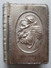 Antik Rosenkranz Etui, Bibelform/Gesangbuch Silberfarben