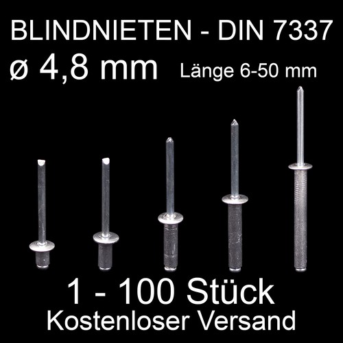 Blindnieten 4 8mm - al/st, 4,8mm