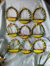 9x Körbchen zum Aufhängen mit Band gelb / Grün / Rosa / Natur Sisal