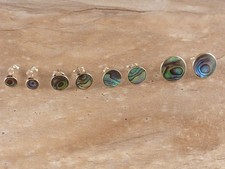 Ohrringe Ohrstecker 925 Sterling Silber Paua Muschel Abalone 6 - 12 mm Neu