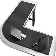 Pc Unterlage L Förmige Schreibtisch Unterlage 137x150x40 cm PU-Leder in schwarz
