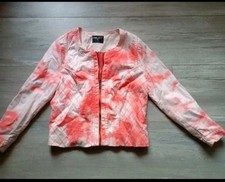 Damen Sommer Jacke Orange Weiß S 36 Crop Bauchfrei Jeansjacke