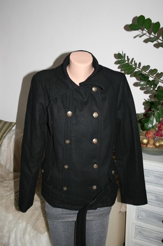Schwarze warme woll jacke - schwarze,