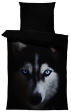 4 teilig Wolf Bettwäsche 135x200 cm Wölfe schwarz weiß Tier Wende Mikrofaser